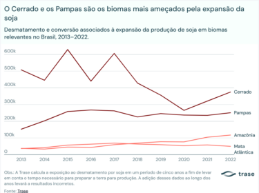 O Cerrado e os Pampas são os biomas mais ameçados pela expansão da soja